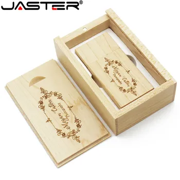 JASTER Prosto po meri logo Leseni USB Flash Drive Pendrive Memory Stick+darilo Polje 64GB 16GB 32GB pen drive fotografija, poročna darila 101027