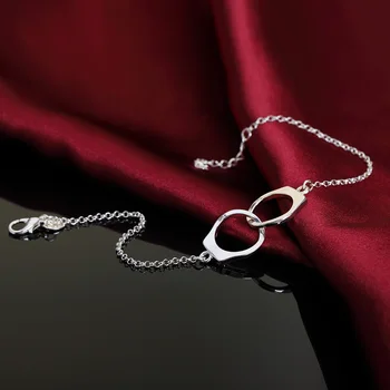 Moda 925 Sterling Srebrna Zapestnica Pomična Ljubezen Zapestnica Za Ženske & Moški Nakit Darila