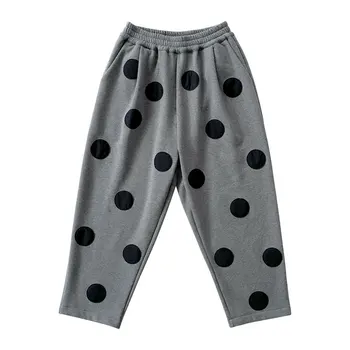 Imakokoni original Japonski polka dot design priložnostne široko noge hlače ženske sive hlače 117251