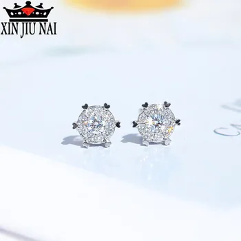 Slog 925 srebro mini diamond srebrni nakit uhani korejski val majhne sveže luštna romantična obliki srca ženske blagovne znamke nakit 161680