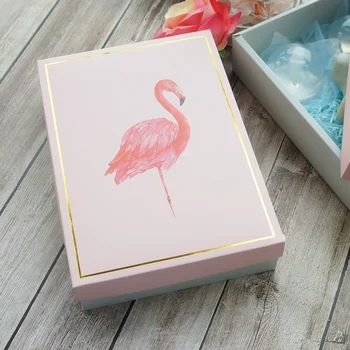 22*15*5 cm 5pcs Flamingo zlato okvir Papir Polje kot Macaron Čokoladni piškotek poroko, Rojstni dan, Darila Embalaža 66056
