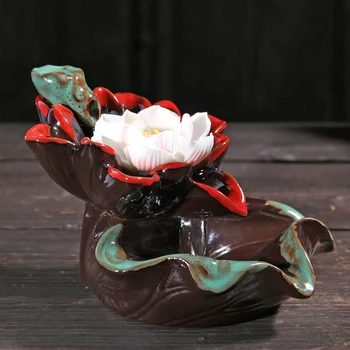 Nova Keramika Lotus Kadila Gorilnik Slap Backflow Kadila Imetnik Aroma Dima Vodnjak Censer Z Meditacijo, Jogo Molitev Peč