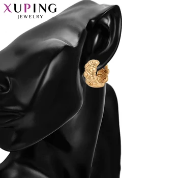 Xuping Nakit Krog-around Design Preprost Stil Zlato barvo Prevlečeni Uhani za Ženske Zahvalni Dar 97269