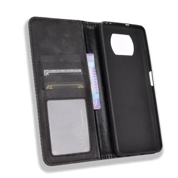 Za Xiaomi MI Poco X3 NFC Primeru Flip Denarnice Retro Slim Magnetni Usnja Kritje Kartico Stojalo Pokrov Luksuzni Knjiga Mobilni Telefon Vrečke