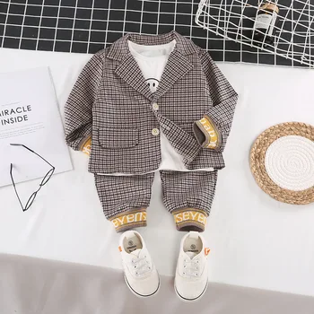 Pomlad Fant Fant Oblačila Postavlja Nove Priložnostne Trenirko Britanski Retro predalčni prijateljski obleko Oblačila za Malčke Baby Hlače 1 2 3 4 Leto 100021