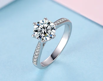 YANHUI Prvotne 925 Srebro Poročni Prstan 1 Karat Lab Diamant Udejstvovanje Obroči Za Čar Ženske Fine Nakit Trgovini Darilo