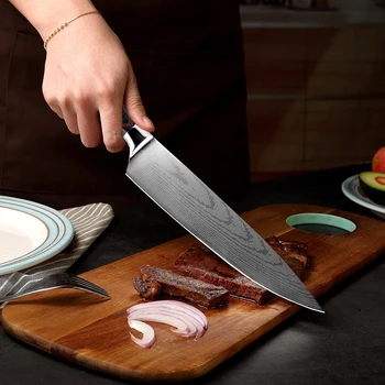 XITUO Kuhinjski nož Pro kuharski Nož 8 inch Japonski 7CR17 Visoko vsebnostjo Ogljika iz Nerjavečega Jekla, Brušenje, Laser Damask Vzorec Santoku Kn 100412