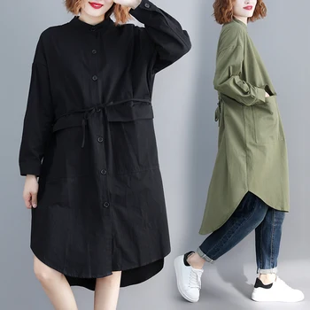 Spomladi in jeseni tanke outwear Ženske prosti čas top plus velikost korejski majica plašč dolgo Cardigan Windbreaker 100575