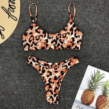 Leopard 2019 Seksi Bikini Bikini Komplet Mikro Push Up Tangice Biquini Kopalke Ženske Mini Kopalkah Ženski Plažo