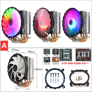 RGB LED CPU Hladilnika Ventilatorja 4 Heatpipe 12V Hladilnik 120 mm Hladilni Ventilator hladilnika Hladilnik za procesor Intel LAS 1150 1155 1156 775 1366 za AMD 102306