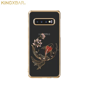 Kingxbar Diamond Pokrovček Za Samsung Galaxy S10 Plus Luksuzni SWAROVSKI Element Kristali Nosorogovo Ohišje Za Samsung S10 Jasno Primerih 103061