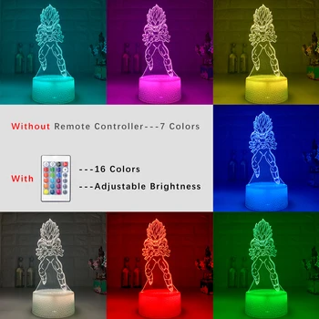 Najnovejše 3D LED Nočna Lučka Anime Dejanje Slika 7 Barve Dotik Optične Iluzije, namizne Svetilke, Model Lučka Darila Tovarne Dropshipping 104263