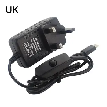 5V 3A Tip C Adapter Kabel za Napajanje z Stikalo za Raspberry Pi 4 Model B AU/UK/EU/ZDA Plug
