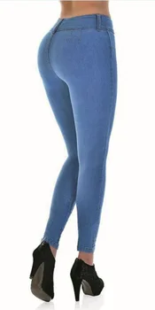 Strech Jeans Ženska Visoko Pasu Suh Stretch Hlače za Ženske Femme Ženske Tejanos Pantalon Vaquero Črna Modra Traper Kavbojke 2020 104680