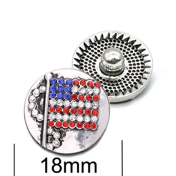 Kovinski Nosorogovo nacionalno zastavo Snap Gumbi w248 Diy Nakit fit 18 mm Pripni gumb Ogrlice/Zapestnice za ženske