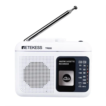 Retekess TR606 Prenosni Radio Dva Pasu FM/AM Kaseta za Predvajanje na Diktafonu Podporo Vgrajen/Zunanji Mikrofon za Snemanje