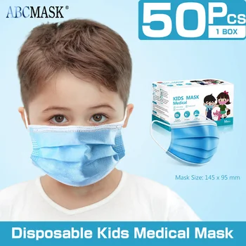 50Pcs otroci medicinske Masko Otrok Masko 3 Plast Dihanje Zaščitna Usta Masko za Enkratno uporabo Kirurške Uho Zanke Maske
