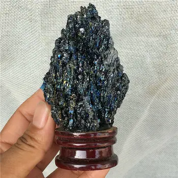 Barvita naravnih emery quartz crystal mineralnih vzorcu reiki healing+stojalo