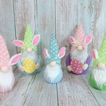 Velikonočni Zajček Jajce Gnome Dekoracijo Ročno Brezosebna Lutka Plišastih Palček Švedski Tomte Elf Ornament Otroci Igrače