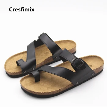 Cresfimix moški nov modni visoke kakovosti pu usnje plaži flip flops človek priložnostne ulica stilsko flip flops poletje flip flops a474