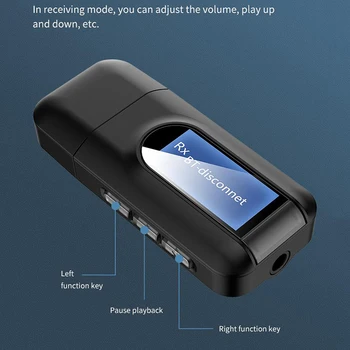 USB Bluetooth 5.0 Avdio Oddajnik-Sprejemnik, LCD Zaslon 3.5 MM AUX RCA Stereo Brezžični Adapter za Ključ za Tv PC Avto Slušalke 109186