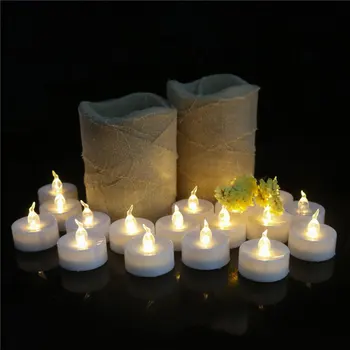 Paket 24 Utripa Baterija napaja Dekorativne sveče, Topla Bela daljinsko tealight lučka za Valentinovo Poroka Dekoracija