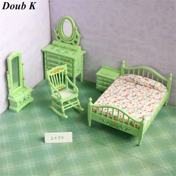 Doub K 1:12 Lutke Miniaturni lutke pohištvo, igrače kawaii moda spalnica niz posteljo pretvarjamo, igra igrače za dekleta, otroci, otroci 110133
