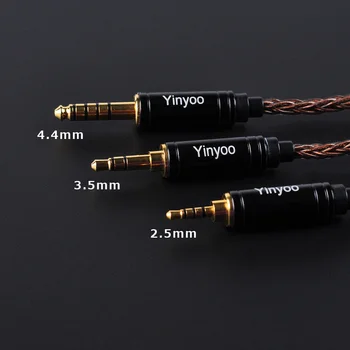Yinyoo 8 Core Čisti Bakreni Kabel 2.5/3.5/4.4 mm Uravnoteženo Kabel z MMCX/2Pin Priključek za BLON BL-01 BL-03 KZ DQ6 EDX TINHIFI T2