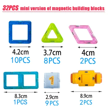 Mini 32PCS Magnetni gradniki Igrača 3D DIY Magnetni Oblikovalec Igrače Opeke, Bloki, Izobraževalne Igrače Za Otroke, otroci baby 110295