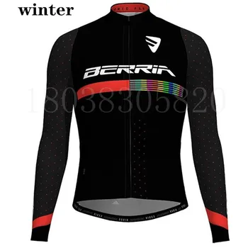 BERRIA ekipa Zimsko kolesarjenje bo ustrezala Mens dolg rokav Žamet šport cestno kolo topla oblačila, mtb suknjič volne srajce Cikel kit ciclismo