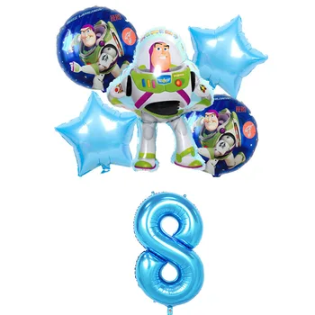 1set globos Igrača Zgodba 4 woody Buzz Lightyear folija baloni 32Inch Število baby boy Blue zraka baloes rojstni dekor otroci igrače 111564