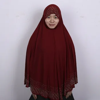 Kakovost Navaden Muslimanske Ženske khimar Z Diamanti Islamske Arabski Mehko Dihanje Niqab Molitev Hidžab Skp islamska oblačila 100x90cm 112316