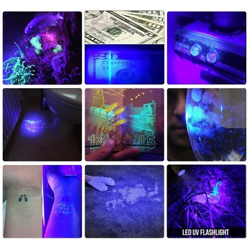 Mini 9 LED UV Svetilka Ultra Violet LED Svetilka Ultra Violet Nevidno Črnilo Marker Odkrivanje Baklo Luči 3AAA UV Lučka