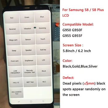 SUPER AMOLED S8 LCD Z Okvirjem Za Samsung Galaxy S8 G950 G950F Zaslon S8 Plus G955 F955F Zaslon na Dotik Skupščina S Črno Piko 113184