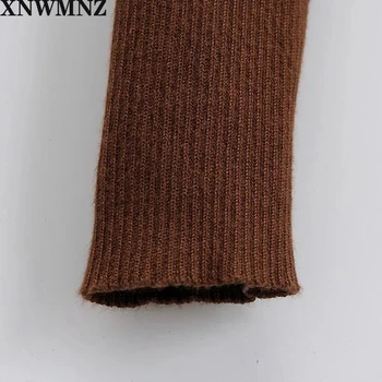 XNWMNZ Za Ženske Letnik dolge pletene obleko z kvadratni izrez dolgimi rokavi in sežgati robom ženski priložnostne obleke