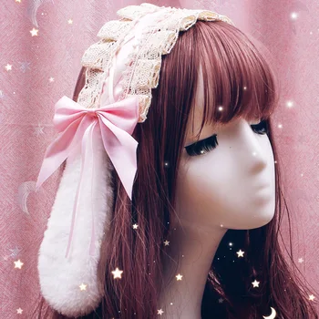 Japonski lolita pribor za lase čipke headdress sladko lase zasedbe Lolita Čipke Glavo Las Band Bowknot Pokrivala cosplay kostum