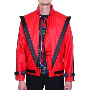 Rdeče Usnje, usnjeni Plašč Michael Jackson MJ Triler MTV Bela Michael Jackson suknjič Cosplay Kostume Meri cos kostum