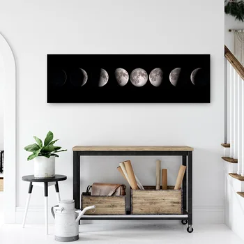 Luna Fazi Platno Plakat Črno Belo Art Tisk La Lune Dolgo Slikarstvo Nordijska Dekoracijo Povzetek Stenske Slike za dnevno Sobo 115930
