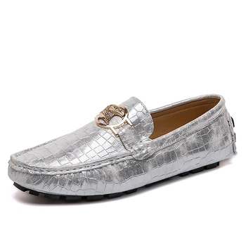 2020 luksuzne blagovne znamke oblikovalec srebro čevlji vožnje gospoda mens krokodil usnja loafers priložnostne naravno, pristno letnik velika velikost 48