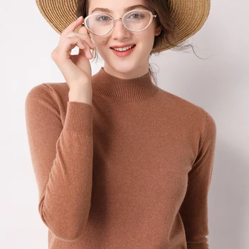 Smpevrg volne ženske pulover ženski pulover dolg rokav pol visok ovratnik pulover ženske skakalec puloverje divje ženske 11928