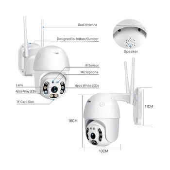 QZT WIFI PTZ Varnostne Kamere na Prostem Brezžična Nočno Vizijo nadzorna Kamera Nepremočljiva Smart Home IP CCTV Kamere, WIFI Prostem