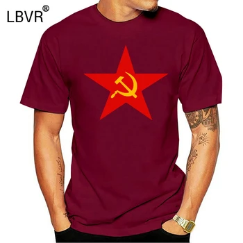 Bombaž Poletje, Mens Poletje Vrhovi Tees T Shirt Sovjetska Zvezda / Kladivo In Srp ( Ruski Marksizma Cccp T Srajce