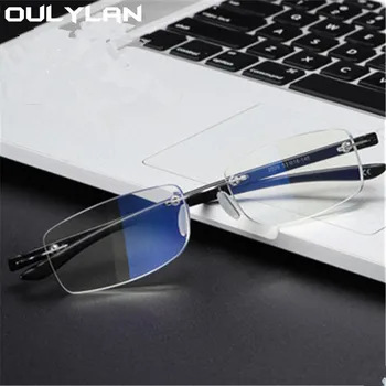 Oulylan Žensk, Moških Branje Očala Letnik Anti-modra lightPresbyopia Očala Moda Rimless Očala Dioptrije +1.5 2.0 2.5 3.0