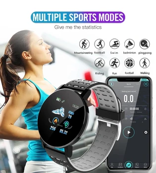 2021 119 Plus Pametno Gledati Moški Ženske Krvni Tlak Nepremočljiva Šport Krog Smartwatch Pametna Ura Fitnes Tracker za Android IOS 12192