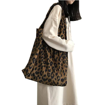 Leopard Velvet Ženske Ramenski Messenger Vrečke Moda, Velike Zmogljivosti, Crossbody Vrečke Totes Torbice Nakupovanje Športna Torba