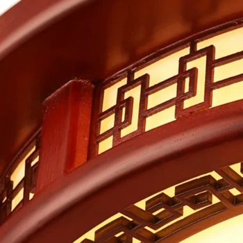 Vintage Kitajski kiparstvo rdeče lesa LED stropna luč stalnica doma deco dnevna soba krog starinsko akril stropne svetilke 110-240V 12337