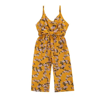 2020 Otroci, Dekleta, Cvetlični /Leopard tiskanja igralne obleke Hlače brez Rokavov V Vratu Pasu Poletje Jumpsuits 8Colors 1-6Y