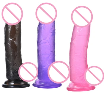 Velika velikost Moda Jelly Realističen Dildo 6.15 palcev Kristalno Penis Sesalni Penis Velik Dildo Petelin Adult Sex igrače za Ženske 18