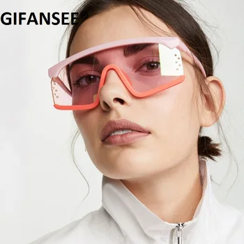 Rimless Prevelik sončna Očala Ženske 2020 Modni Oblikovalec blagovne Znamke Velik Okvir ščit Kvadratnih očala UV400 Odtenkov Za moške Enem Kosu 12490
