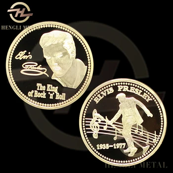 40 mm ZDA Pevka 1935-1977 Elvis Presley Kovanec Kralj Rock N' Roll 24K pozlačeni s Spominki Dosegljivi Izziv Kovanec 12511